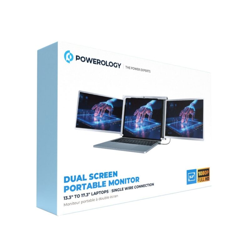 Powerology Dual Screen Portable Monitor Silver