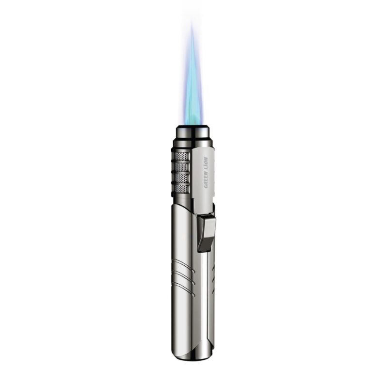 GNJTFLMWPLSL Green Lion Jet Flame Windproof Lighter Silver