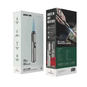 Green Lion Jet Flame Windproof Lighter Silver