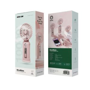 Green Lion Smart Appliances Lifestyle WindMate Portable Power Bank Fan 10K mAh Pink GNWIMTPB10PK
