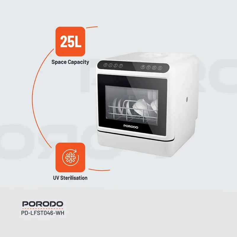 Porodo Lifestyle Counter Top Dishwasher White 2