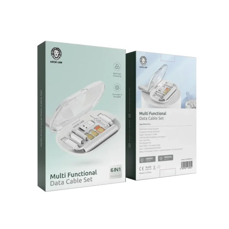 Green Lion 6 in 1 Multi Functional Data Cable Set White