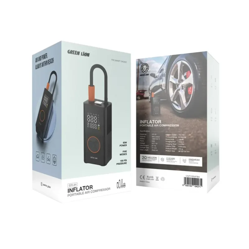Green Lion GTI 01 Inflator Portable Air Compressor Black