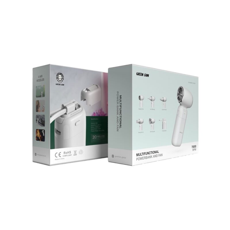 Green Lion Multifunctional 10000mAh Powerbank and Fan White