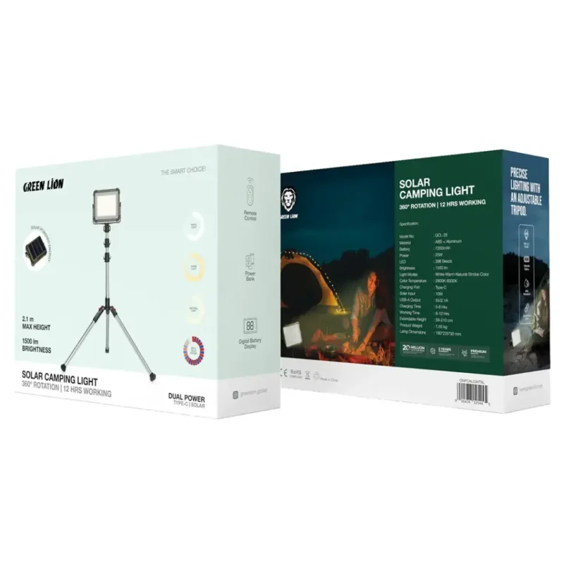 Green Lion Solar Camping Light 7200mAh Silver
