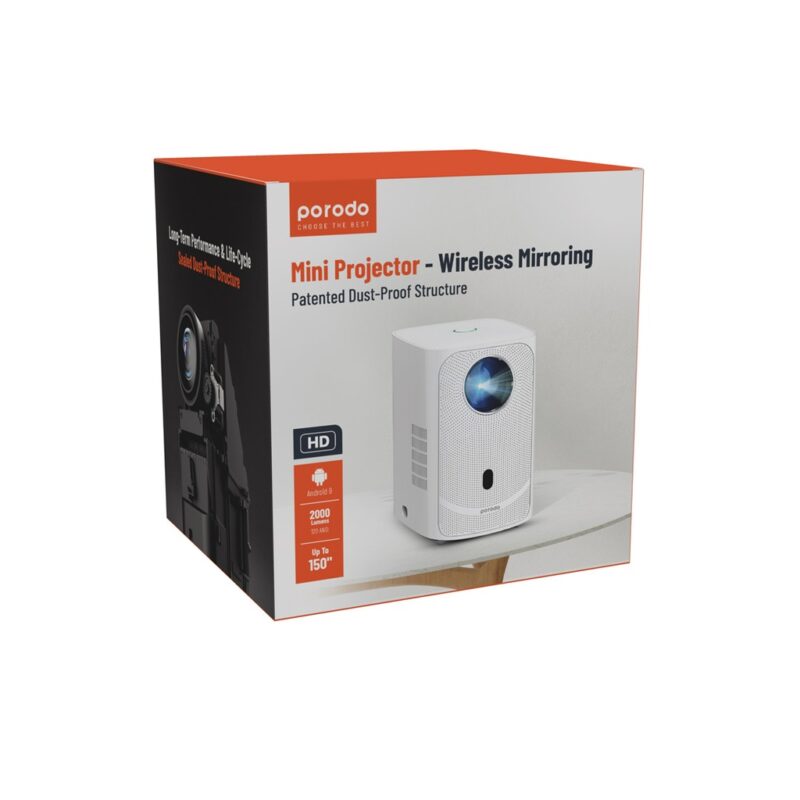 Porodo 720P Projector Android 9 White 2