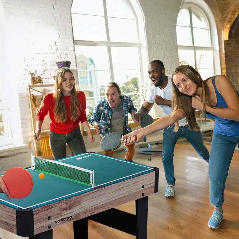 Porodo Lifestyle Multi Game Table Foosball Billiards Hockey Table Tennis Brown
