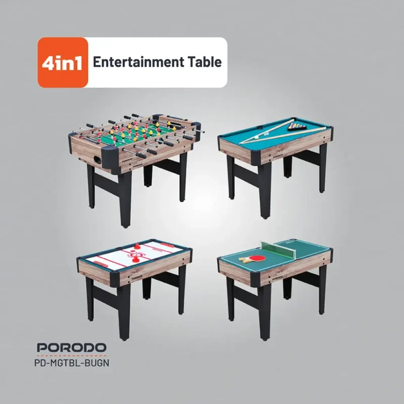 Porodo Lifestyle Multi Game Table Foosball Billiards Hockey Table Tennis Brown 3