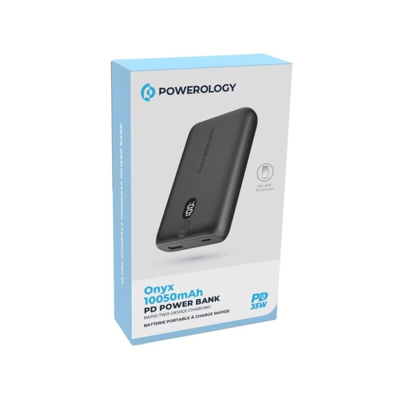 Powerology Power Banks Onyx PD Power Bank Built In Safeguards Black PPBCHA18