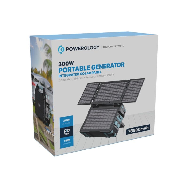 Powerology Power Station Powerology Portable Solar Power Generator 300W Battery Capacity Black PPBCHA38
