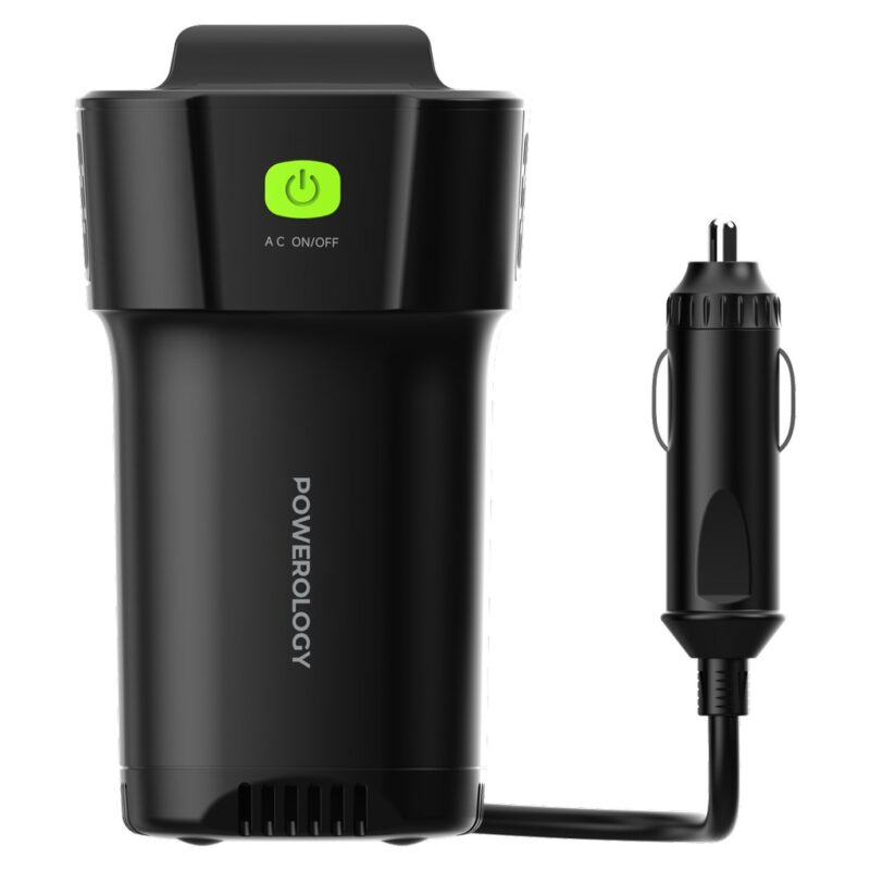 Powerology 150W Inverter AC Universal USB A 2type C DC Car 12V10A Black