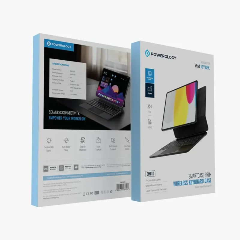 Powerology Smartcase Pro Wireless Keyboard Case for iPad 10th Gen Black 1