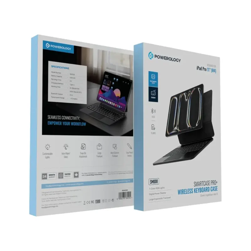 Powerology Smartcase Pro Wireless Keyboard Case for iPad Pro 11 M4 Black 1