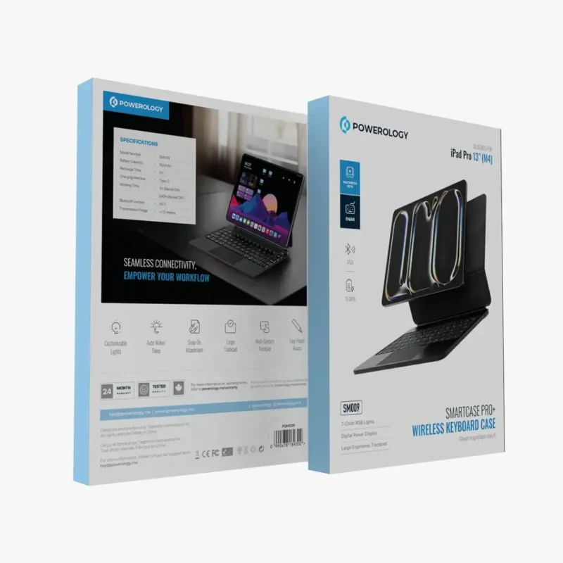 Powerology Smartcase Pro Wireless Keyboard Case for iPad Pro 13 M4 Black