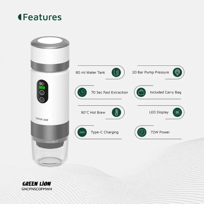 اسپرسو ساز گرین لاین Green Lion Campinas Portable Coffee Maker 80mL - Image 3