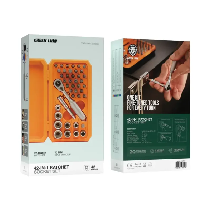 ست پیچ پوشتی و بوکس گرین لاین Green Lion 42-IN-1 Ratchet Socket Set - Image 2