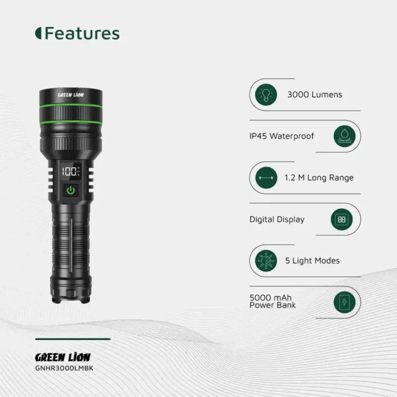 چراغ قوه هایپر پرو گرین لاین Green Lion Hyper Ray Pro LED Torch - Image 3