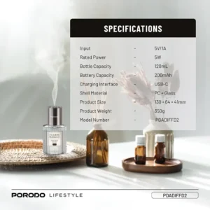 Porodo Lifestyle Grasse Smart Aroma Diffuser Clear