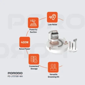 Porodo Lifestyle Pet Grooming Kit Trimmer Vacuum White 1