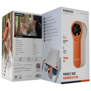 Porodo Lifestyle Pocket Size Handheld Fan White Orange