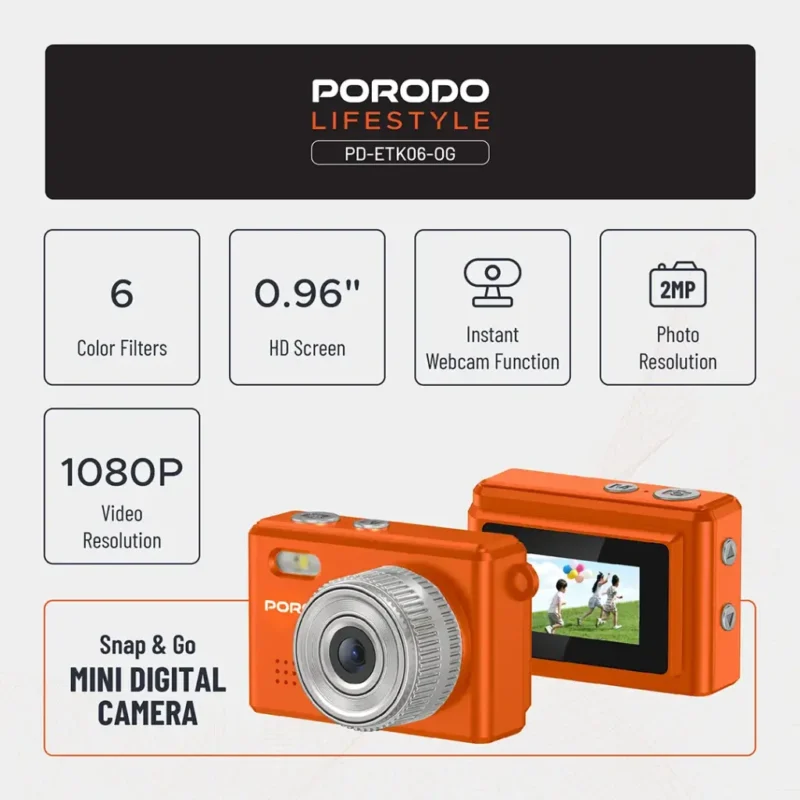 دوربین مینی دیجیتال پرودو Porodo Lifestyle Snap & Go Mini Digital Camera - Image 3