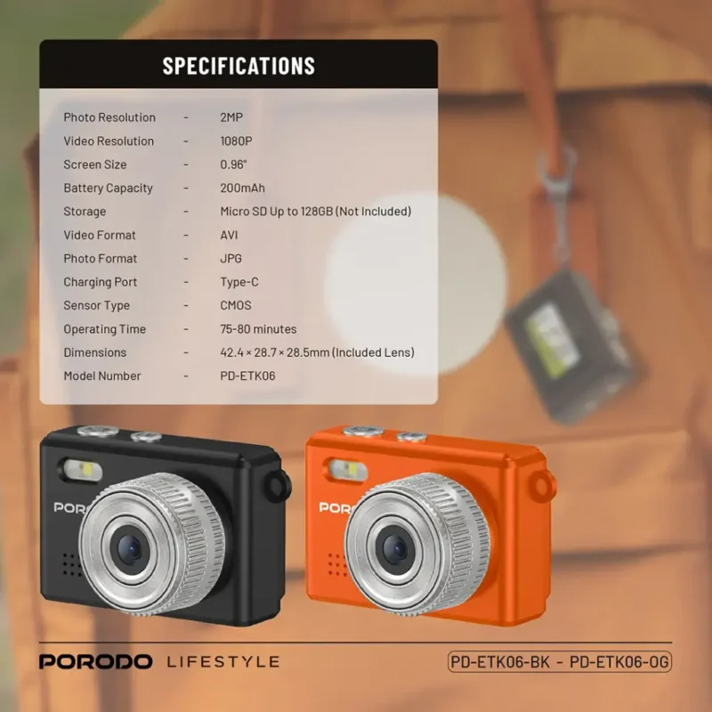 دوربین مینی دیجیتال پرودو Porodo Lifestyle Snap & Go Mini Digital Camera - Image 9