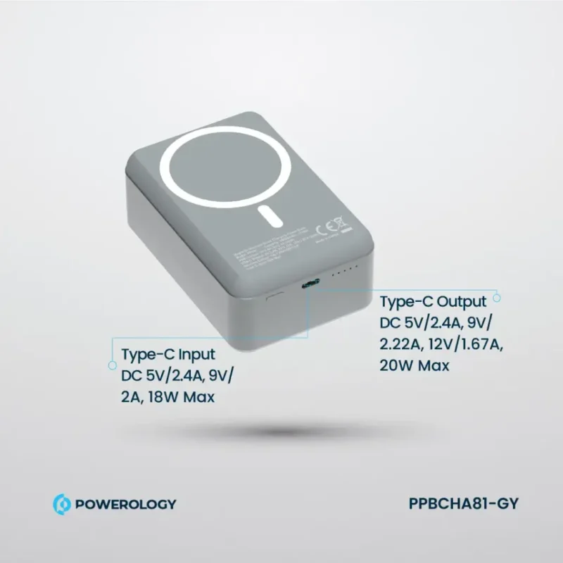 پاوربانک 30000 میلی آمپری پاورولوژی Powerology 30000mAh MagSafe Aluminum Power Bank - Image 2