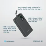 پاور بانک 20000 میلی آمپری پاورولوژی Powerology Aluminum 20000mAh Power Bank - Image 2