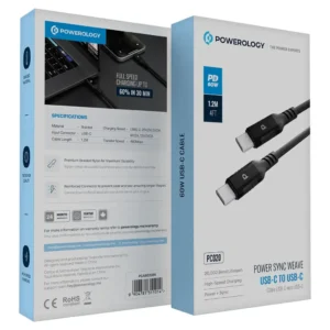 Powerology Power Sync Weave USB C to USB C PD 60W
