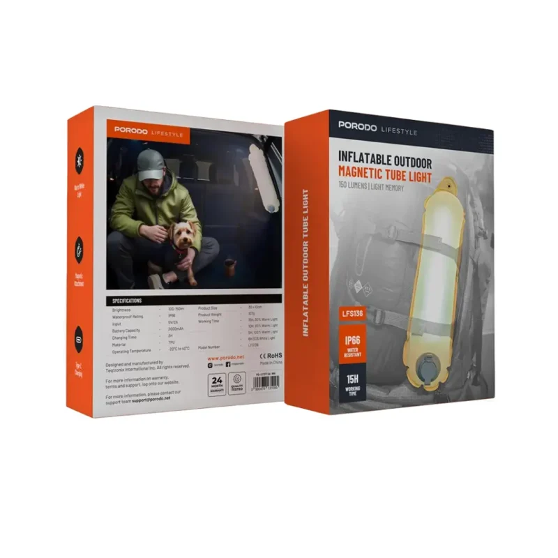 چراغ کمپی مگنتی و منعطف پرودو Porodo Lifestyle Inflatable Outdoor Magnetic Tube Light - Image 3