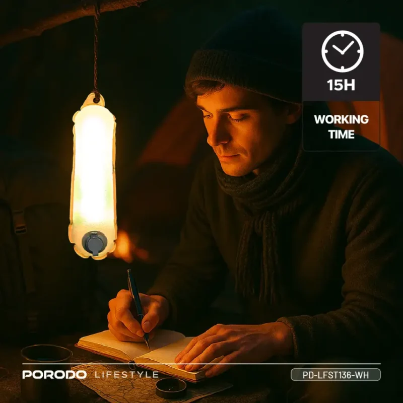 چراغ کمپی مگنتی و منعطف پرودو Porodo Lifestyle Inflatable Outdoor Magnetic Tube Light - Image 6