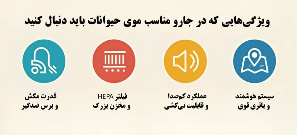 ویژگی‌هایی که در جارو مناسب موی حیوانات باید دنبال کنید