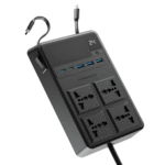 چند راهی پاورولوژی Powerology 2500w 4 AC Power Strip with Built-In Retractable Cables