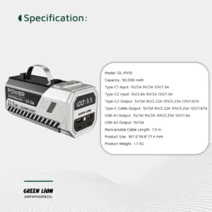 پاوربانک 50 هزار میلی آمپری 22.5 وات گرین لاین Green Lion 50000mAh Power Bank 22.5W 