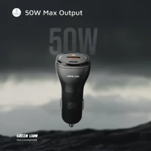 شارژر فندکی Green Lion Dual Port Car Charger 50W (with C to C / C to L Cable) 