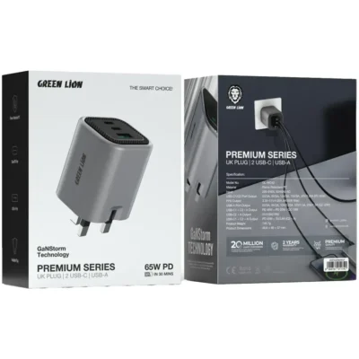 Green Lion Premium Series GaN Charger UK Plug PD 65W