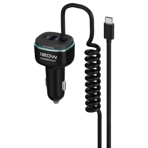 PCCSR026BKGY Powerology 120W Fast Car Charger Black Grey