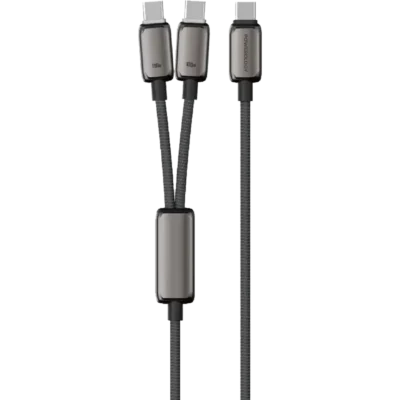 کابل TYPE-C به TYPE-C دو سر پاورولوژی Powerology Zinco Series 2-In-1 Dual USB-C Cable