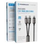 کابل TYPE-C به TYPE-C دو سر پاورولوژی Powerology Zinco Series 2-In-1 Dual USB-C Cable - Image 2