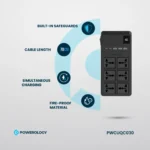 چند راهی برق 2500 وات پاورولوژی Powerology 2500W 6AC Power Strip with Built-In Retractable Cables - Image 11