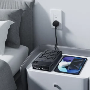  Powerology 2500W 6AC Power Strip with Built-In Retractable Cables