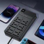 Powerology 2500W 6AC Power Strip with Built-In Retractable Cables