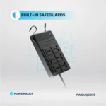 Powerology 2500W 6AC Power Strip with Built-In Retractable Cables