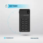 Powerology 2500W 6AC Power Strip with Built-In Retractable Cables