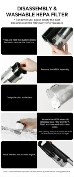 جاروبرقی دستی پرقدرت مدل ENCHEN V3 - تصویر 12