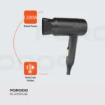 سشوار تاشو مدل LFST071 با توان ۱۲۰۰ وات پرودو Porodo Lifestyle 1200W Foldable Hair Dryer