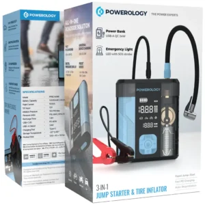 جامپ استارتر و پمپ باد 3 در 1 پاورولوژی Powerology 3-In-1 Jump Starter & Tire Inflato