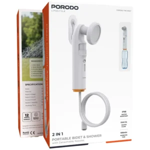 Porodo Lifestyle 2 In 1 Portable Bidet Shower with Detachable Nozzles White