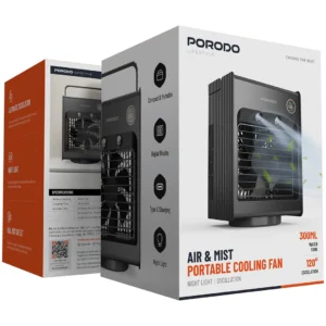 Porodo Lifestyle Air Mist Portable Cooling Fan With Night Light