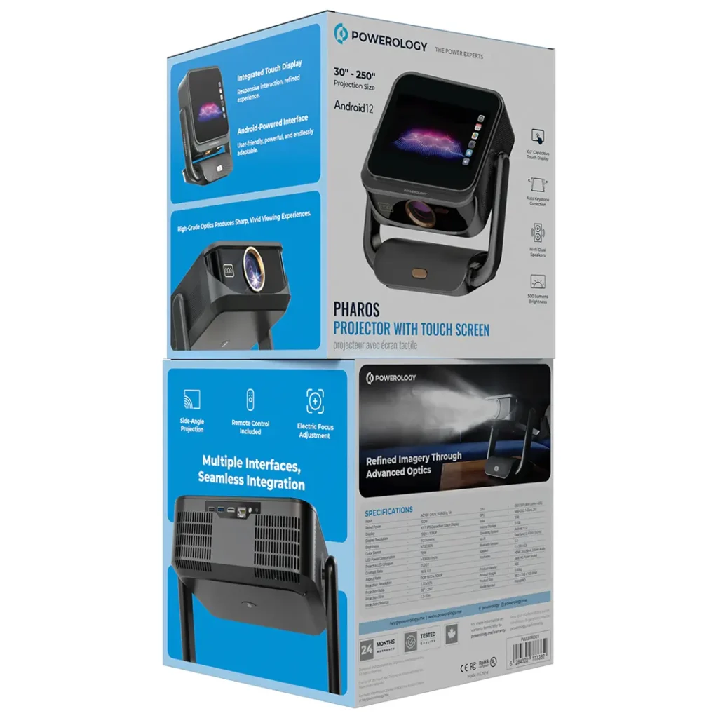 Powerology Pharos Projector with Touch Screen Gray 1